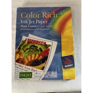 Avery Color Rich/Matte Coated Inkjet Paper 98 Bright 28LB 80Sheets 8.5" x 11"